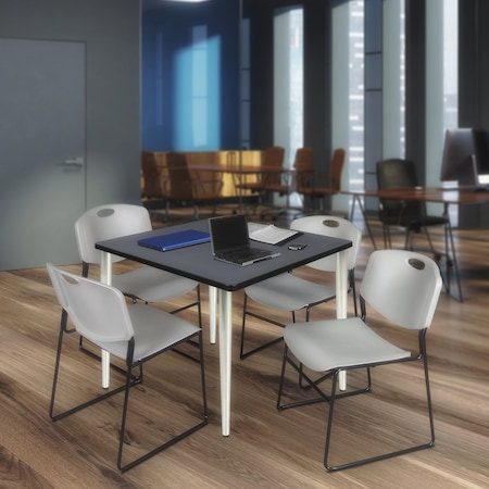 Regency Kahlo Square Table & Chair Sets, 48 W, 48 L, 29 H, Wood, Metal, Polypropylene Top, Grey TPL4848GYCM44GY